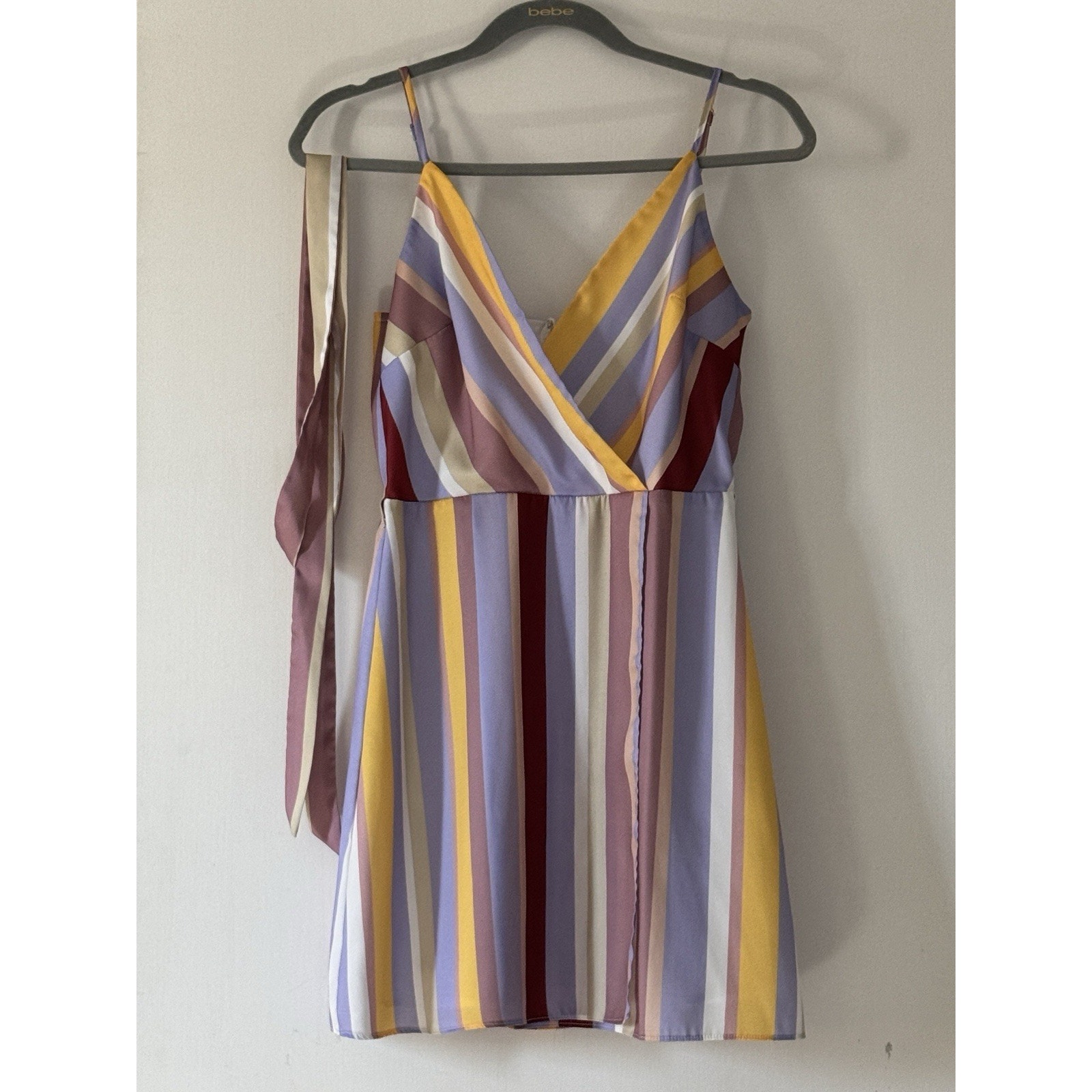 Lulus Cassie Lavender Multi Stripe Surplice Mini Dress J.O.A. - Size S